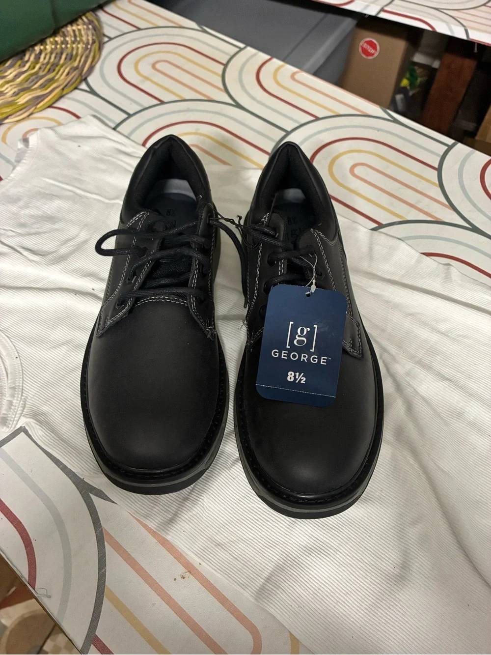 George Men’s Black Lace-Up Oxfords